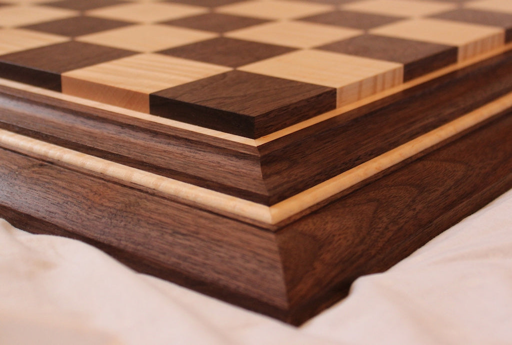 Wood Chess Board - Black Walnut and Curly Maple 2 inch squares
